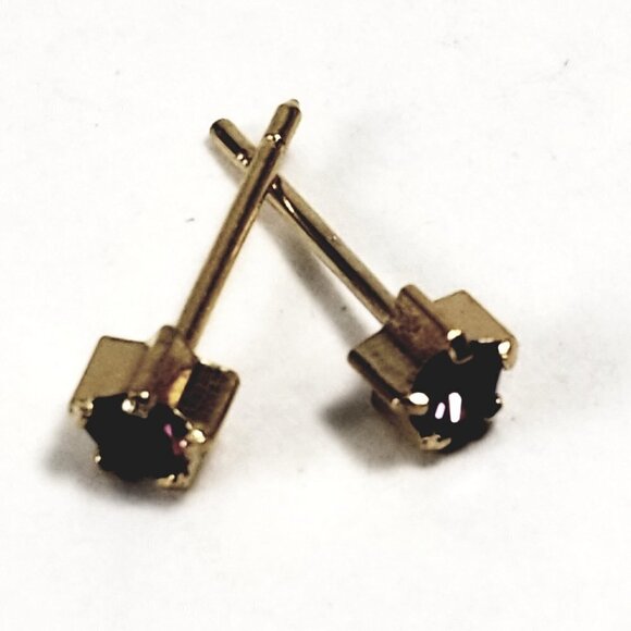 Swarovski Crystal Element - Gold Overlay Purple Stone "Tiny" Stud Earrings - Picture 7 of 11